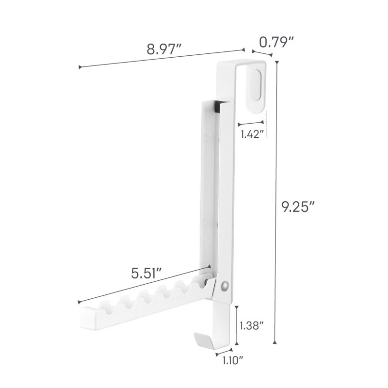 White Steel Over-the-Door Folding Hook Rack