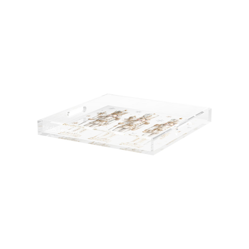 Acrylic Decorative Tray, 12"W x 12"D, Gold