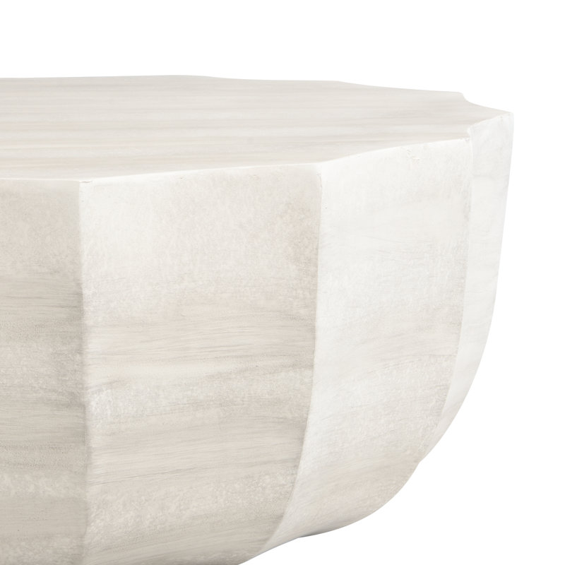 Table basse imperméable 35,43 po pour l'extérieur et l'intérieur, conception durable en ciment MgO, convient aux terrasses, jardins, arrière-cours et salons, blanc cassé