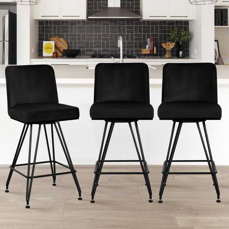 Bram Swivel 26" Counter Stool, Black, 1