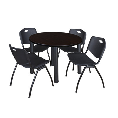 Plateau de table Kee, 4 chaises empilables