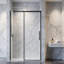 Porte de douche coulissante simple sans cadre, noir mat, de 117 à 122 cm (46 à 48 pouces), en verre trempé de 8 mm (5/16 po) d'épaisseur.