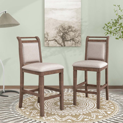 3-Piece Wood Counter Height Drop Leaf  Dining Table Set With 2 Upholstered Dining Chairs For Small Place