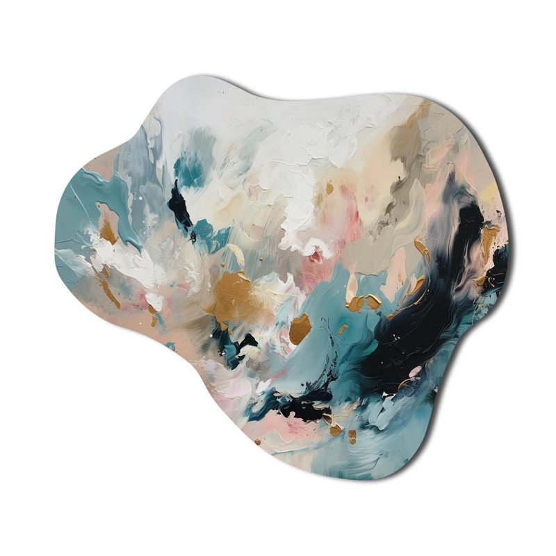 Délicat coup de pinceau abstrait peinture V - nuage abstrait peinture murale en métal, reproduction de sculpture murale asymétrique en métal