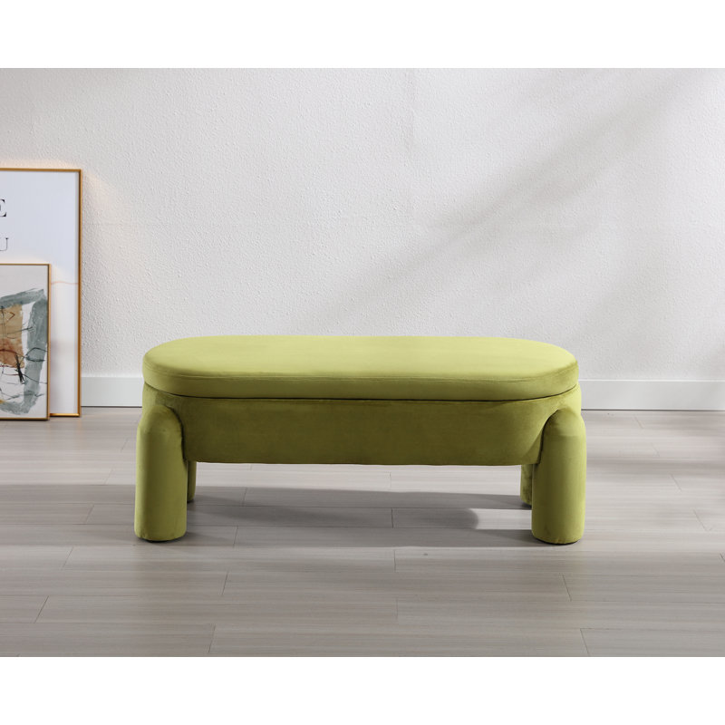 Akikazu Upholstered Storage Bench, Green