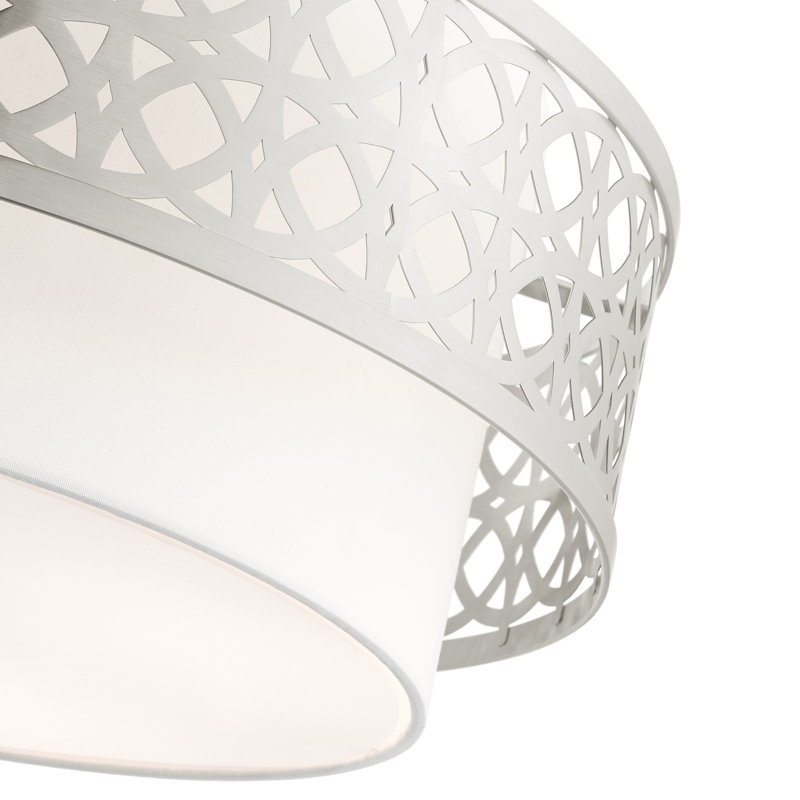 Eraman Linen Blend Flush Mount, Brushed Nickel
