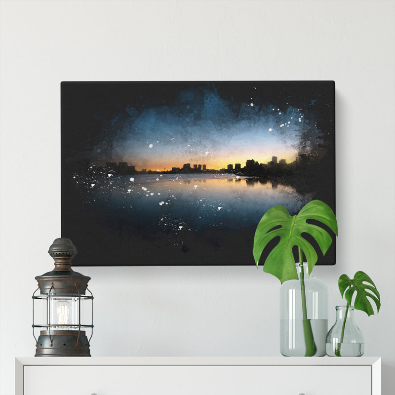 Cambridge Massachusetts Skyline - Wrapped Canvas, 40cm H x 60cm W x 3cm D, Multicolour