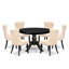 L'ensemble de salle à manger 7 pièces comprend une table et 6 chaises parsons en polyester beige clair avec dossier capitonné - Noir sablé-507873350-507873353