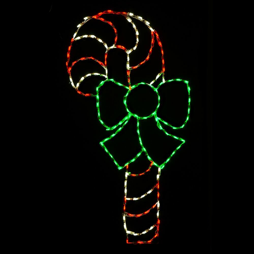 Brite Ideas Candy Cane with Bow Lighted Display | Wayfair