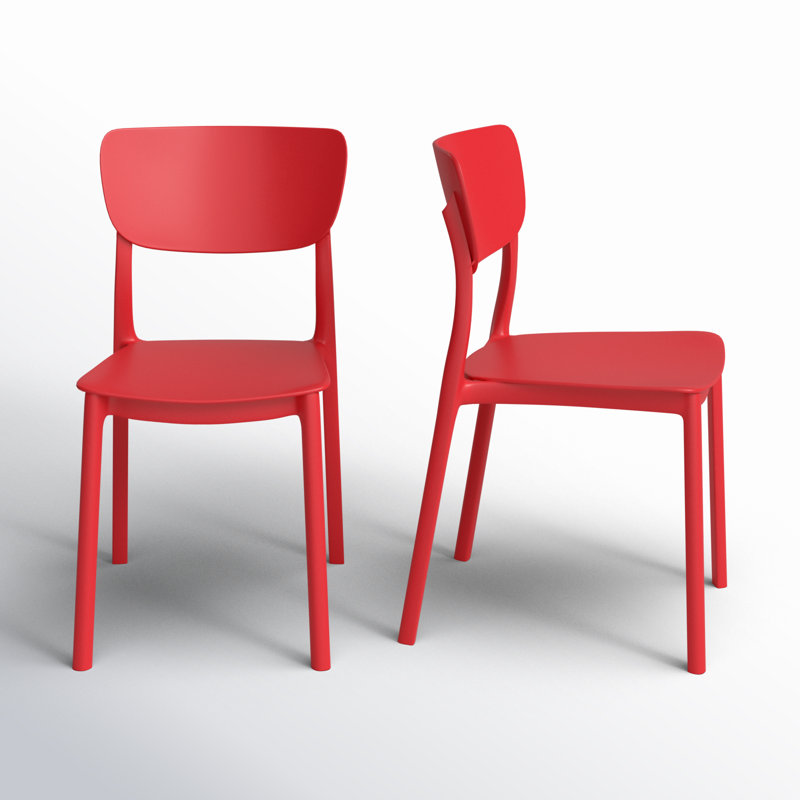 Farrah Outdoor Stacking Dining Side Chair, Red