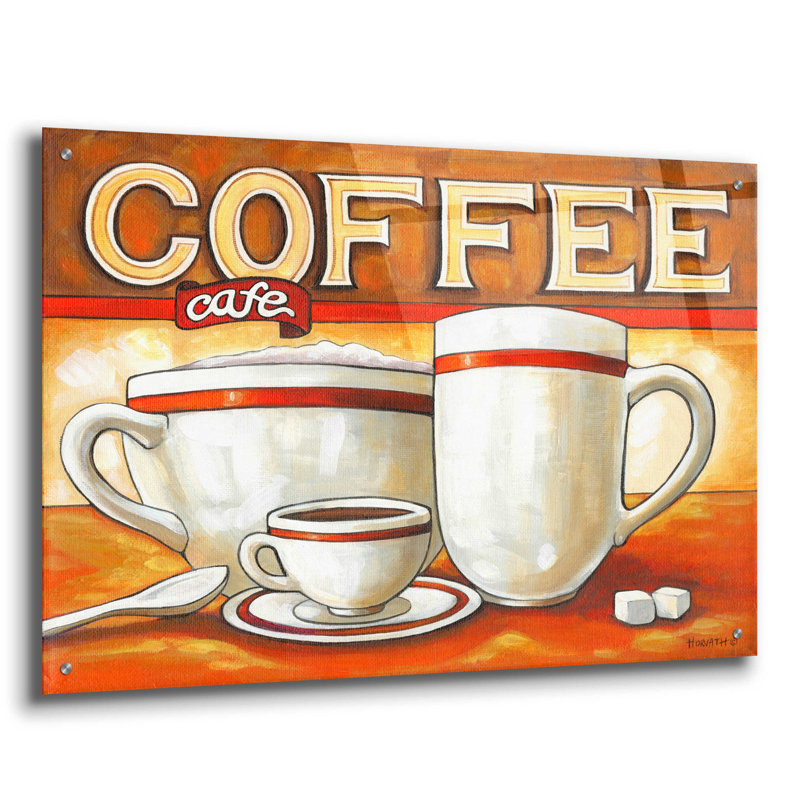 «Red Cafe» par Cathy Horvath-Buchanan, art mural en verre acrylique, H 24 po x l 36 po x P 0,2 po