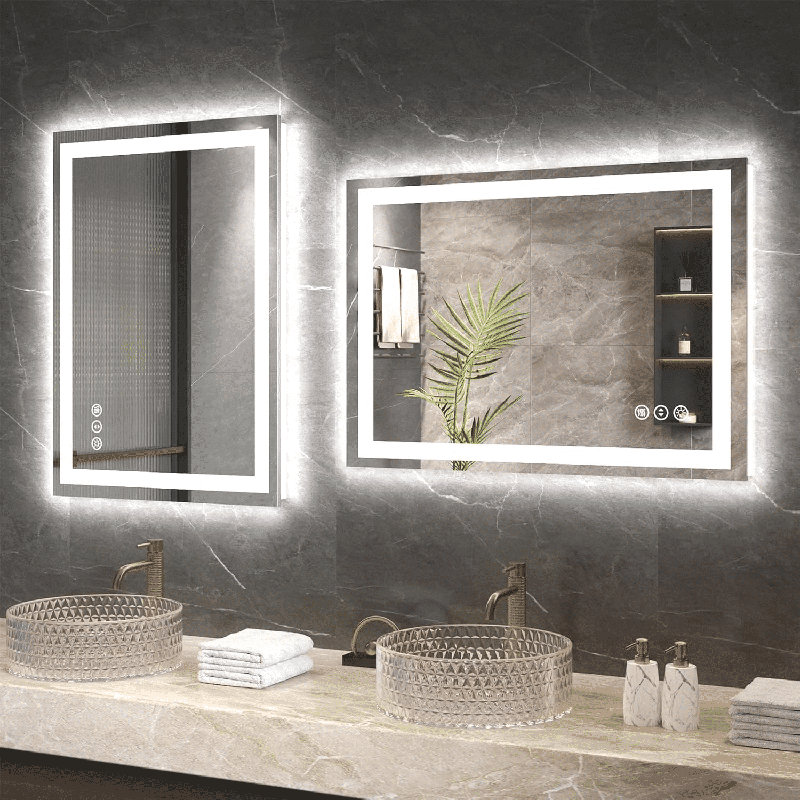 Bathroom Vanity Mirror for Wall, Memory Function, Tempered Glass, Shatter-Proof