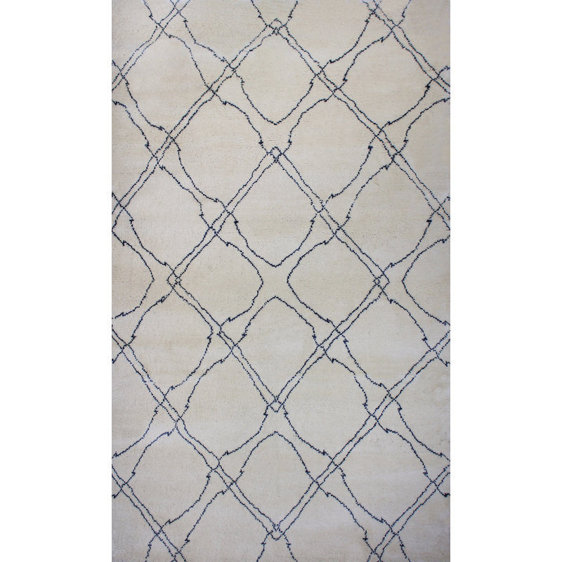 Borkholder Wool Abstract Indoor Rug, Rectangle 5' x 8'