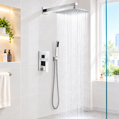 Système de douche 8000-12Inch avec pomme de douche à pluie 12 pouces et douchette