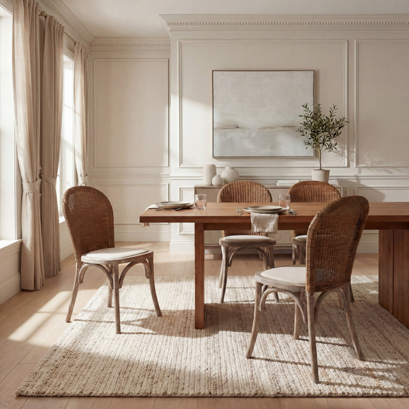 Meriwether 18.9'' H Linen Upholstered Oak Parsons Chair