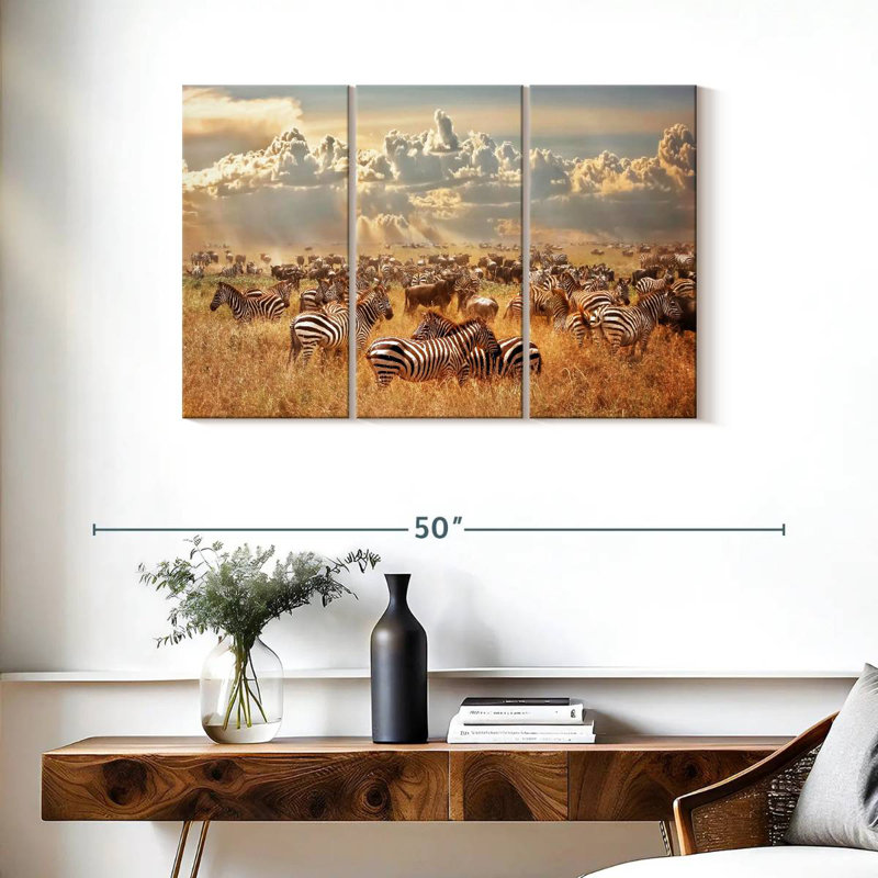 Wild African Zebras, 24" H x 38" W