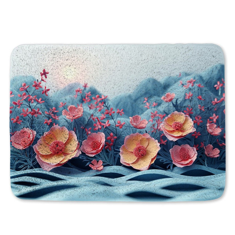 Fleurs, tapis de bain, décoration de salle de bain, fleurs surréelles