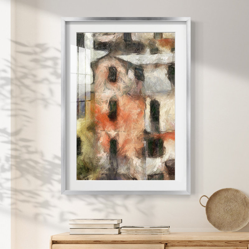 Stacked House IV - Impression encadrée, H 28,5 po x l 20,5 po, Argent argent