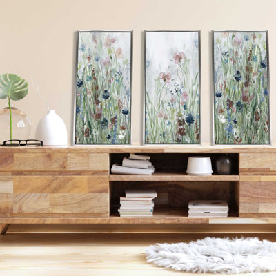 «Wildflower Fields» par Carol Robinson, reproduction sur toile flottante 3 pièces