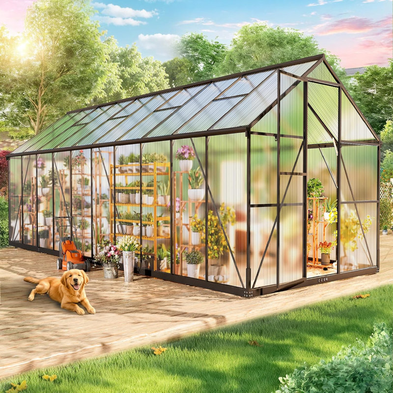Greenhouses For Outdoors, Quick Assembly Polycarbonate Green House With Uv Protection, Heavy Duty Windproof Aluminum Frame, Adjustable Roof Vent For Backyard Or Outdoor Garden Use