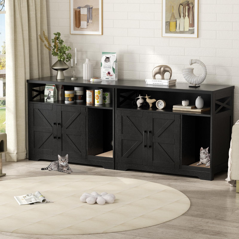 Enceinte de litière pour chat, Noir