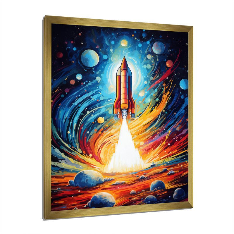 Rocketship Stellar Voyage III - salon d'art mural Rocketship, H 32 po x l 16 po x P 1 po, Encadrement doré