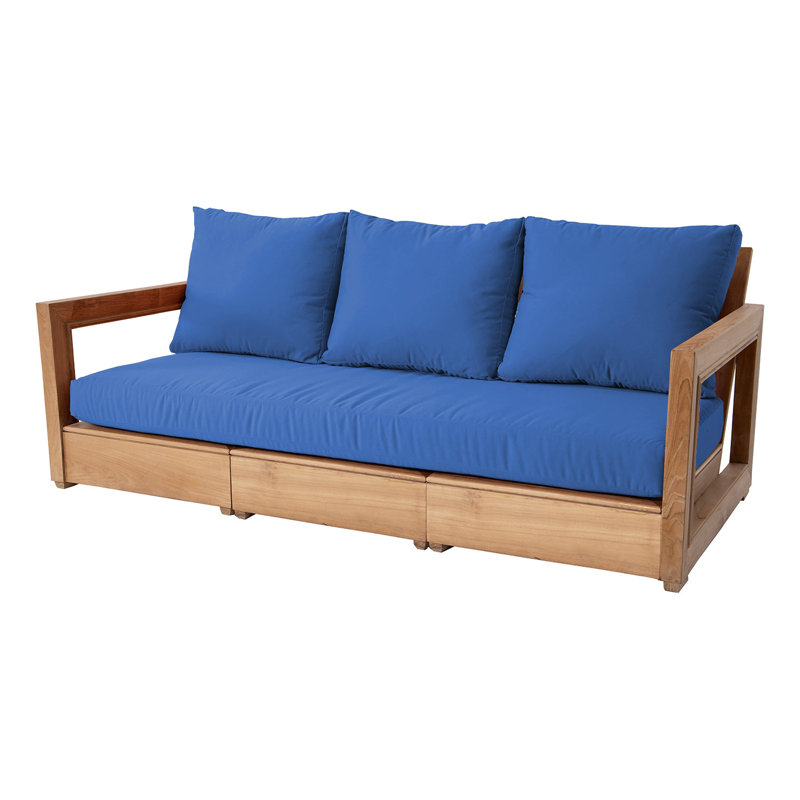 Iromel 82'' Wide Teak Patio Sofa with Sunbrella® Cushions,  Sapphire