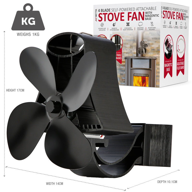 NETTA Magnetic 4 Blade Woodburner Stove Fan