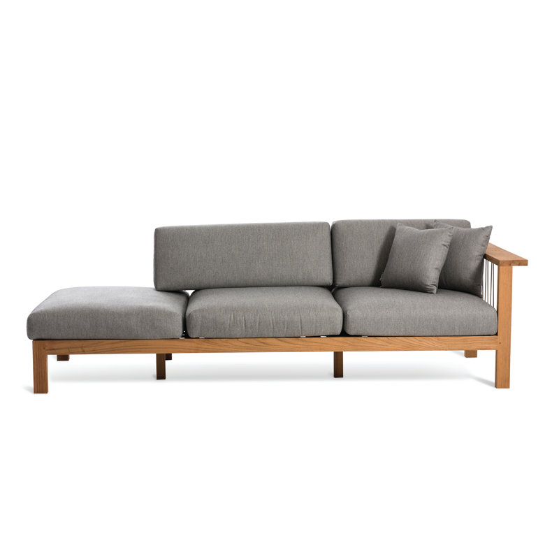 Maro Outdoor Teak Chaise Lounge, Charcoal Chine