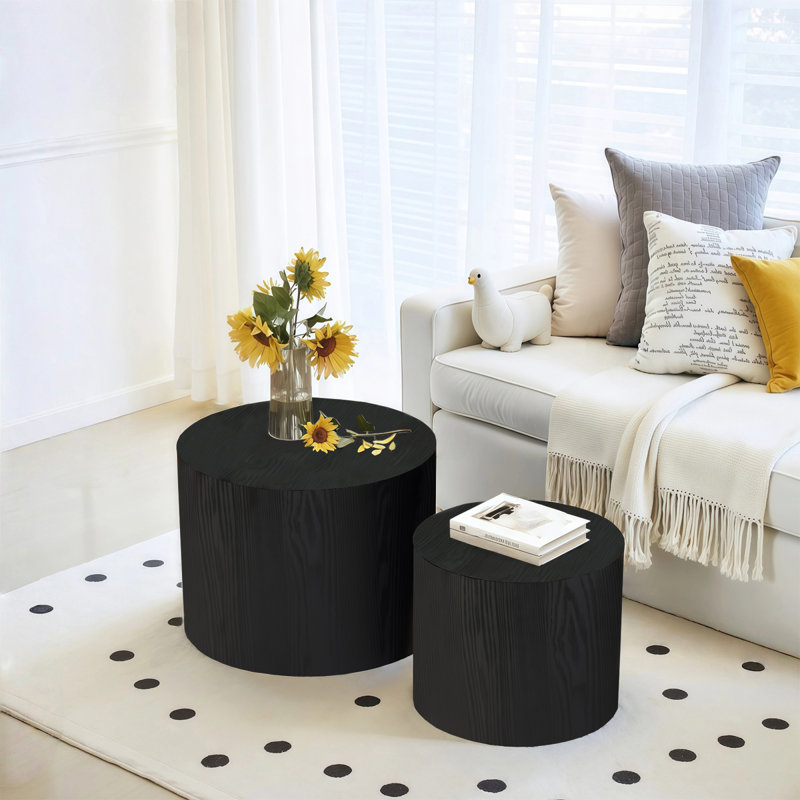 Tables basses et cocktail modernes, ensemble rond en MDF, conception peu encombrante pour la maison