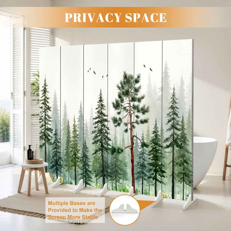 Cloison pliante 6 panneaux paravent Royal Misty, 6, 71" H x 96" W x 1" D