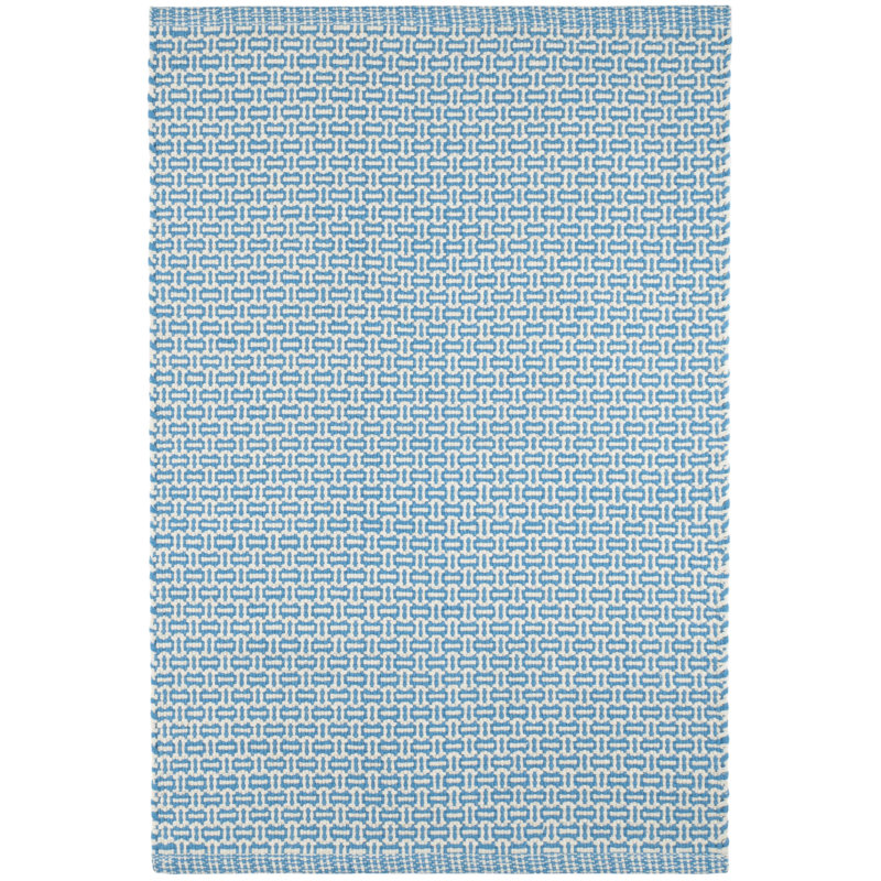 Miss Muffet Kit Kemp x Annie Selke Miss Muffet Handwoven Cotton Rug, Rectangle 2' x 3', French Blue