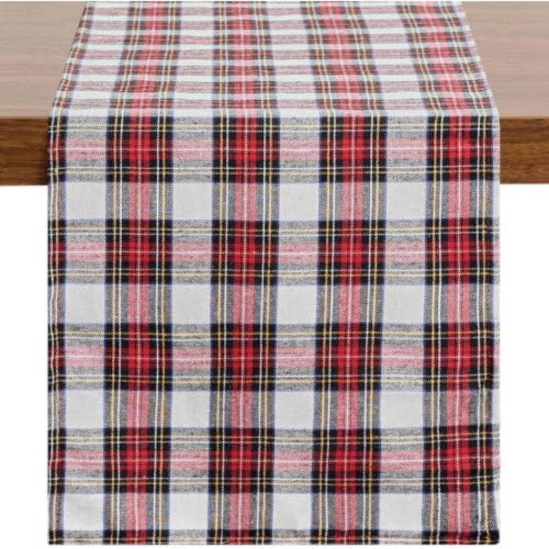 Chemin de table à carreaux de Noël, rouge et blanc, 33 x 91 cm, L 36 po