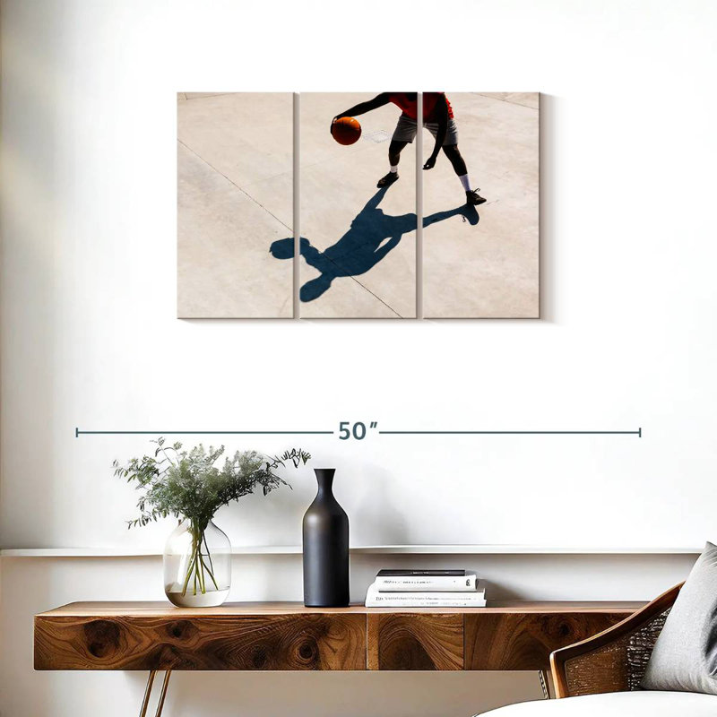 Ombre de joueur de basketball, H 20 po x l 33 po
