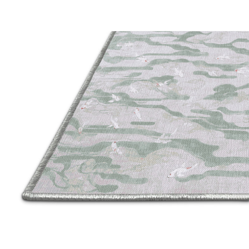 Machine Washable White Area Rug, Round 5'