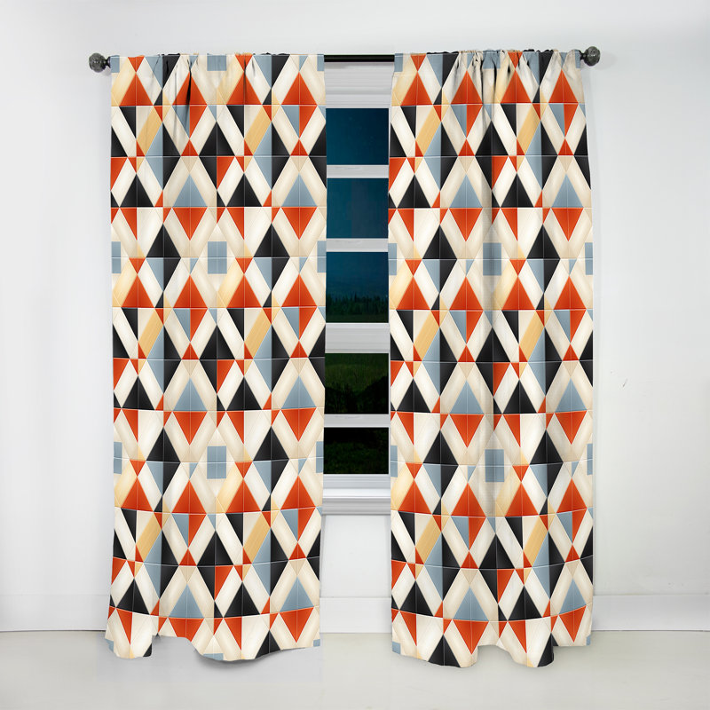 Motif de mosaïque rustique orange et beige - Rideau obscurcissant géométrique abstrait - 1 panneau, L 52 po x L 90 po