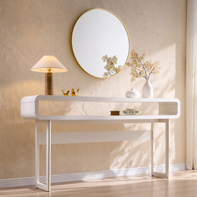 Console l 63 po en bois moderne avec tablettes ouvertes pour le salon, table de couloir