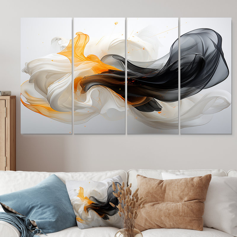 Emmie - Encre liquide, art mural abstrait 4 pièces, 28" H x 48" W