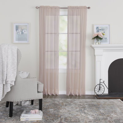Girdhari 100% Polyester Crushed Voile Sheer Curtain Panel with Rod Pocket Top