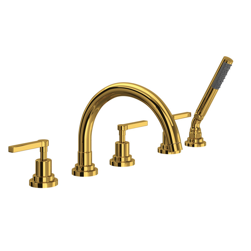 Lombardia® 5-Hole Deck Mount Roman Tub Faucet, Satin Nickel, Lever Handle