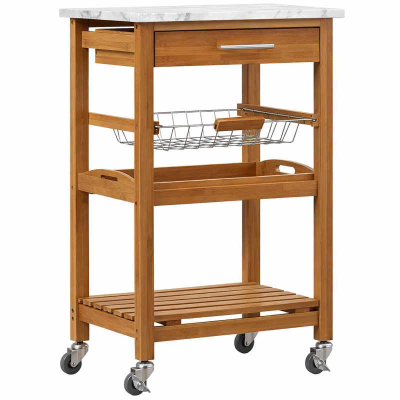 Servin Kitchen Cart with Top, Faux Marble