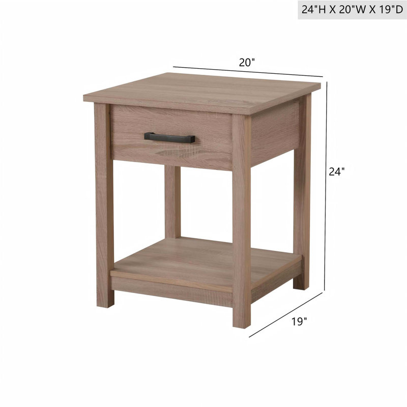 Sleek Contemporary Nightstand, Light Brown