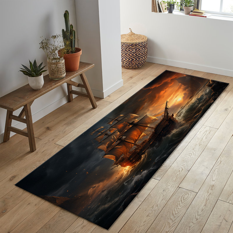 Soft Pile Printed Rug Featuring Modern Abstract Design for Stylish Home and Office Spaces, Rectangle 3'3" x 4'11"