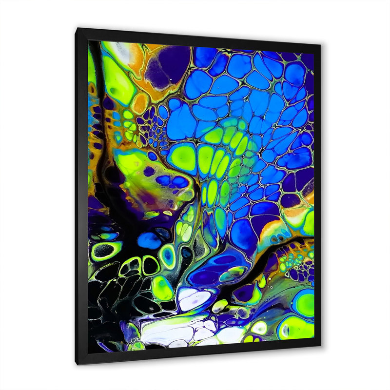 «Colorful Mixed Abstract Fluid VI», reproduction d'art sur toile moderne, Cadre photo noir, H 12 po x l 20 po x P 1 po