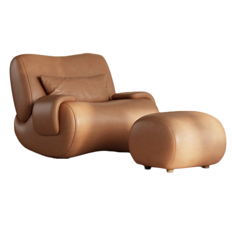 Chaise berçante de qualité supérieure avec structure en bois massif, Brun