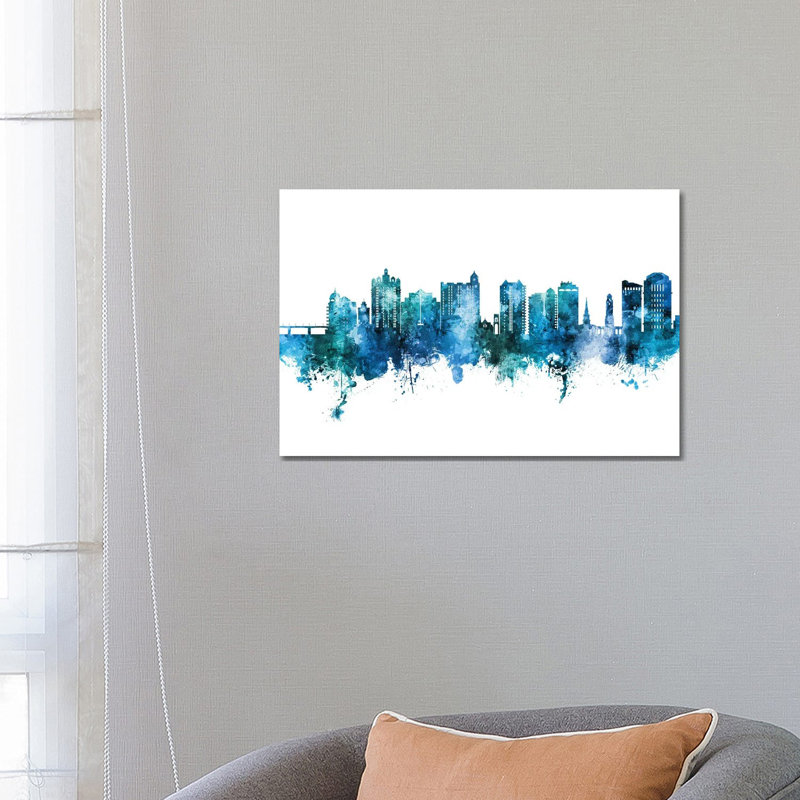 Sarasota Florida Skyline Blue Teal by Michael Tompsett - Wrapped Canvas Gallery-Wrapped Canvas Giclée