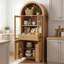 Armoire garde-manger arquée en verre cannelé avec tablettes réglables et tiroir caché-389599642