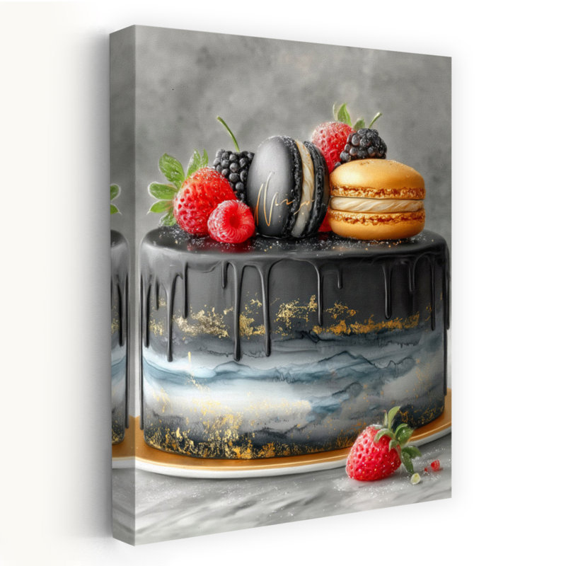Art mural moderne élégant, gâteau noir élégant, H 48 po x l 32 po
