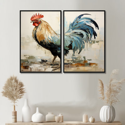 Art mural 2 pièces Rustic Rooster