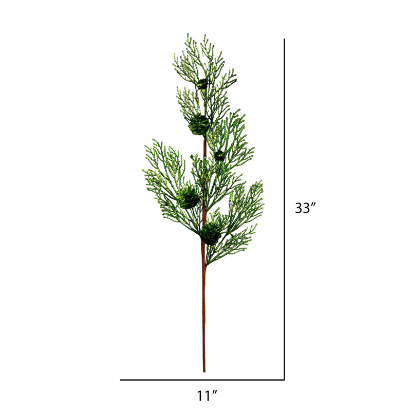 Vickerman 36" Glitter Pine Cone Artificial Christmas Spray, Green